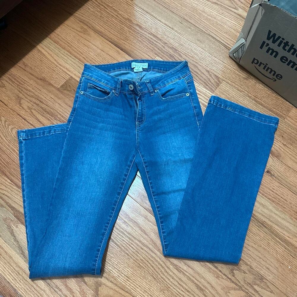 Blue low rise bootcut jeans